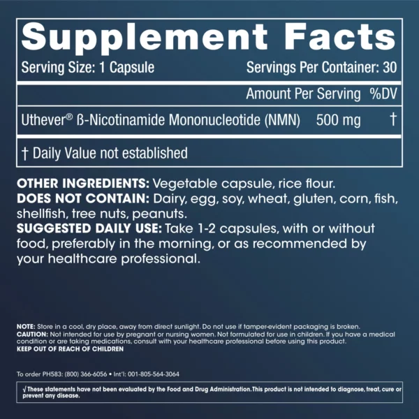 NMN Pro 500mg 30 Capsules - Image 2