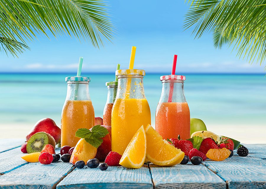 colorful smoothies on ocean